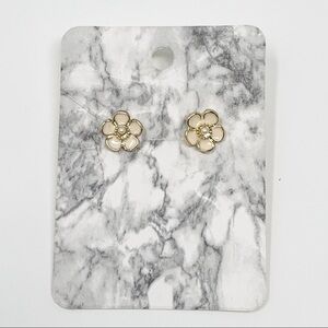 NEW Cream Flower Shaped Acrylic Stud Earrings